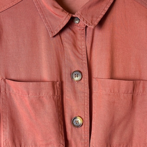 Marine Layer Baked Clay “Joni” Rust Jumpsuit - Button Front Drawstring Waist S - Picture 3 of 9